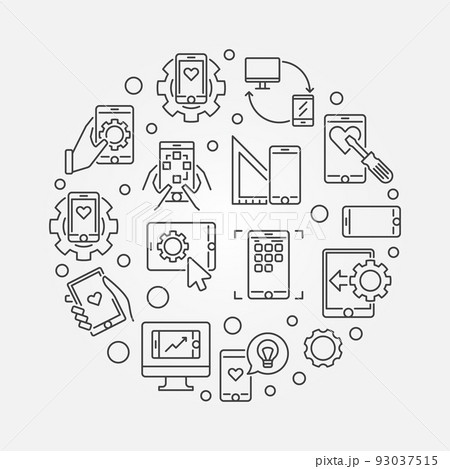 Mobile App Development vector round concept illustration 93037515