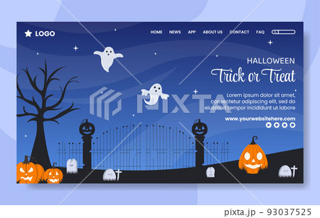 Halloween Night Party Social Media Landing Page Template Hand Drawn Cartoon Flat Illustration Halloween Night Party Social Media Landing Page Template Hand Drawn Cartoon Flat Illustration 93037525