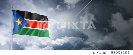 South Sudan flag on a cloudy sky 93038101