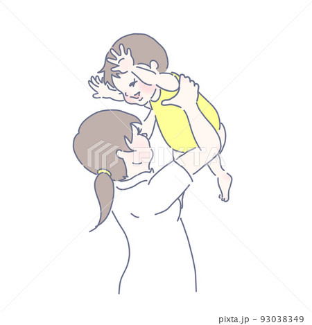 赤ちゃんを高い高いする女性 93038349