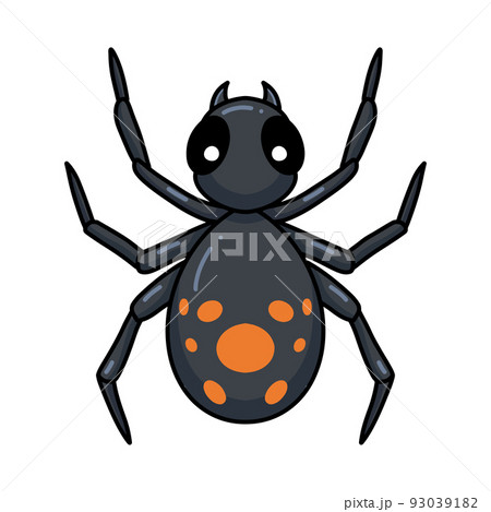 Cute little black spider cartoon	 93039182