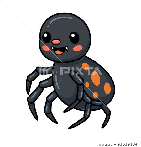 Cute little black spider cartoon Cute little black spider cartoon 93039184