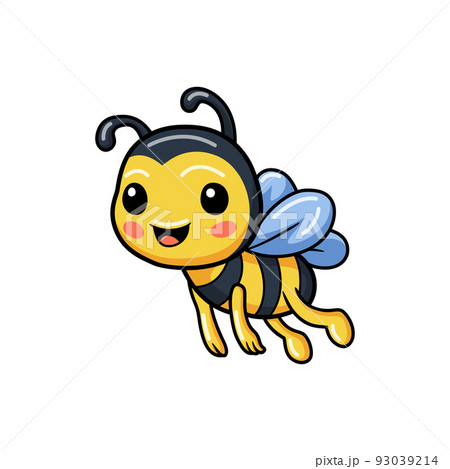 Cute little bee cartoon flying	 93039214