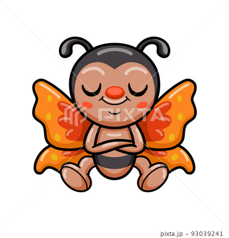 Cute little butterfly cartoon sitting	 93039241