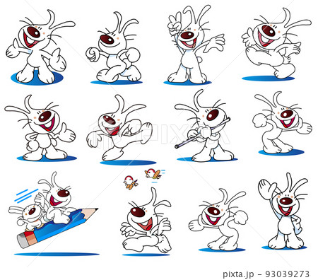 元気な干支のウサギのキャラクターポーズ 元気な干支のウサギのキャラクターポーズ 93039273