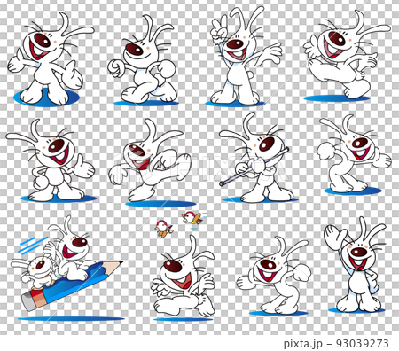 元気な干支のウサギのキャラクターポーズ 元気な干支のウサギのキャラクターポーズ 93039273