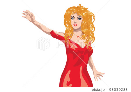 Blond in red dress Blond in red dress 93039283