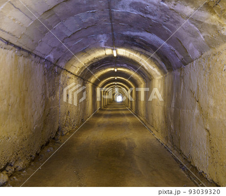 Tirana, Albania, May 12, 2022 - Tunnel leading to a WWII bunker 93039320