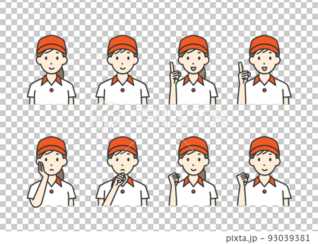 Male and female fast food clerk in various poses Male and female fast food clerk in various poses 93039381