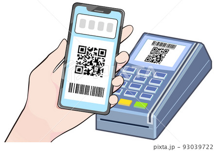 QRコード決済のイラスト QRコード決済のイラスト 93039722