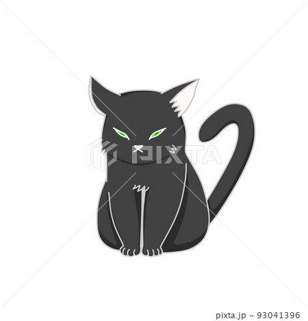 座っている鋭い目つきの黒猫 座っている鋭い目つきの黒猫 93041396