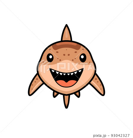 Cute tiger shark cartoon swimming	 93042327