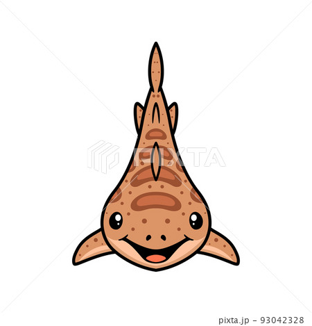 Cute tiger shark cartoon swimming	 93042328