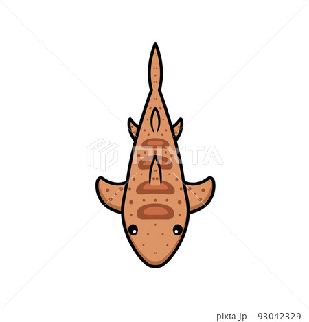 Cute tiger shark cartoon swimming	 93042329