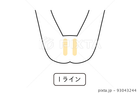女性の脱毛イラスト パーツ別、Iライン 女性の脱毛イラスト パーツ別、Iライン 93043244