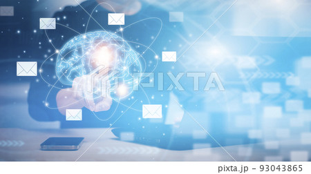 Brain with e-mail and marketing concept, Businessman touch brain 3 D with Email pressing for sending the e-mail from the laptop computer, Concept of sending emails from your computer, communication. Brain with e-mail and marketing concept, Businessman touch brain 3 D with Email pressing for sending the e-mail from the laptop computer, Concept of sending emails from your computer, communication. 93043865