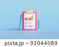 3d clipboard task management todo check list with pencil and pen. Checklist, to do list, questionnaire concept. 3d illustration. 93044089