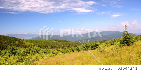 Jeseniky mountains landscape with windmills in summer 93044241