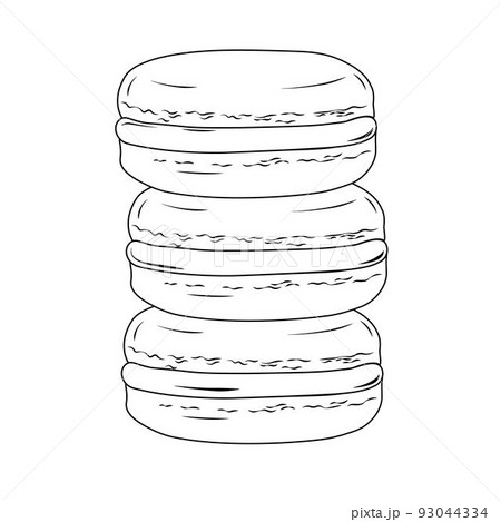 macaroon vector stock illustration. Cute cookies with cream. Confectionery made of almond dough. Isolated on a white background. 93044334