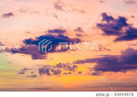 Sunset colors in heaven, natural environmental background bright orange sky 93044678