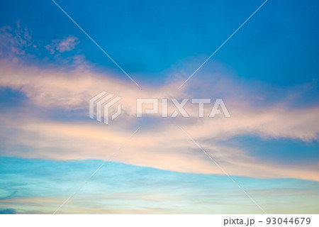Sunset colors in heaven, natural environmental background bright orange sky 93044679