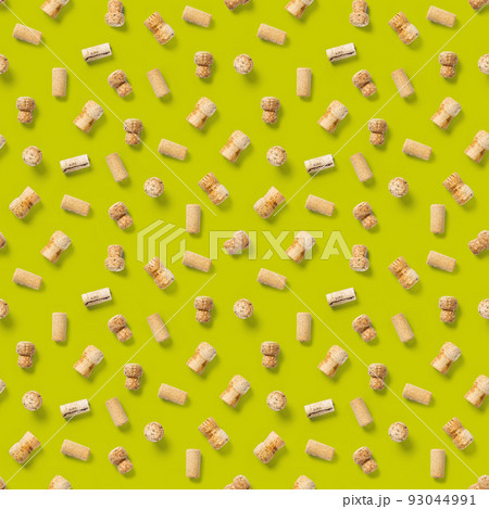 seamless pattern wine corks on a white backlit background. wine seamless pattern with corks and corkscrew for fabric print, paper print, wallpapers, design. 93044991