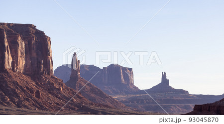 Desert Rocky Mountain American Landscape. Morning Sunny Sunrise Sky 93045870