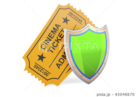 Cinema tickets with shield, 3D rendering 93046670