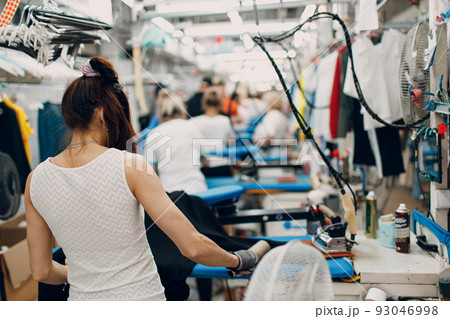 Dry cleaning clothes. Clean cloth chemical process. Laundry industrial dry-cleaning. 93046998