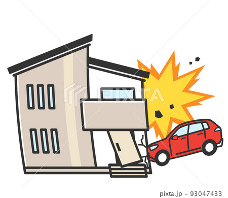 Illustration of a house damaged by a car - Stock Illustration [93047433] -  PIXTA