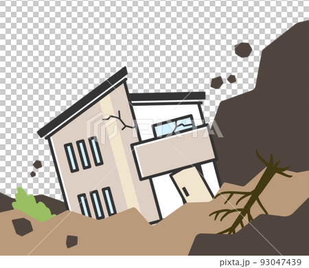土砂崩れで損壊した家のイラスト 93047439
