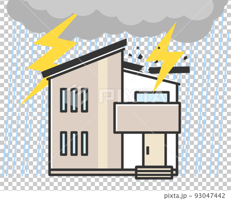 被閃電損壞的房子的插圖 93047442