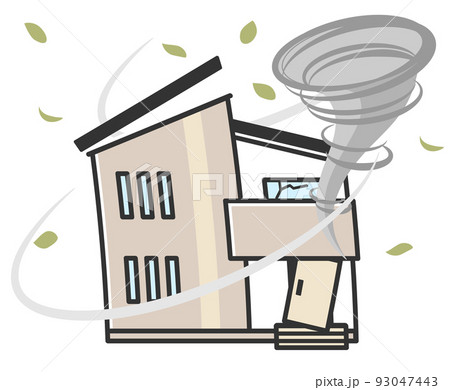 竜巻の被害に遭う家のイラスト 竜巻の被害に遭う家のイラスト 93047443