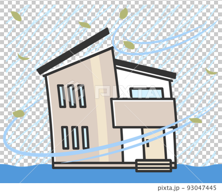 台風の被害に遭う家のイラスト 台風の被害に遭う家のイラスト 93047445