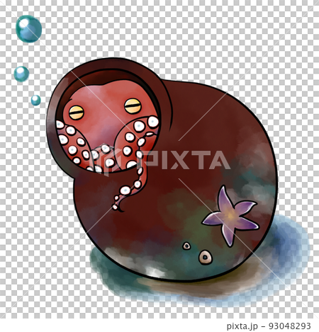 Illustration of an octopus and its pot 93048293