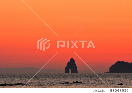 五島灘、角力灘、大角力の夕景 93048935