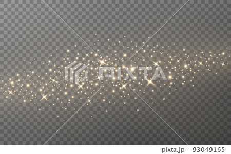 Glitter trail with gold stars. Shining particles and sparks. Glowing wave with bright dust. Flying golden path with stardust. Christmas decoration. Vector illustration Glitter trail with gold stars. Shining particles and sparks. Glowing wave with bright dust. Flying golden path with stardust. Christmas decoration. Vector illustration 93049165
