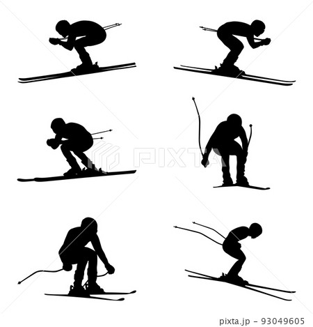 black silhouette athlete skier downhill 93049605