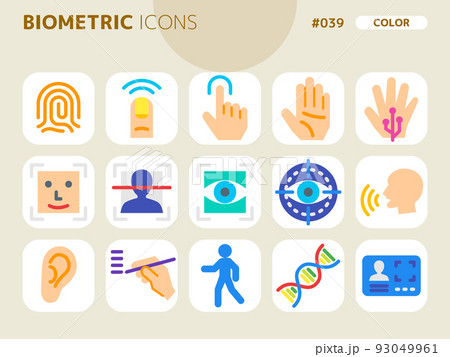 生体認証に関連するカラースタイルのアイコンセット_039 生体認証に関連するカラースタイルのアイコンセット_039 93049961