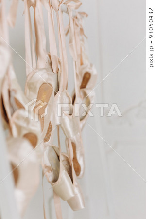 lot ballerina shoes hanging laces row concept 93050432