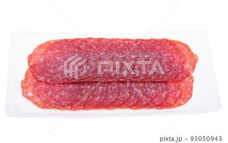 sliced sausage isolated 93050943