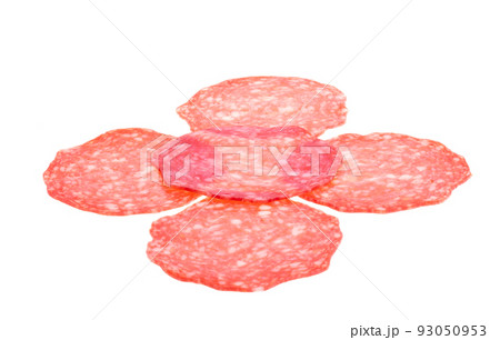 sliced sausage isolated 93050953