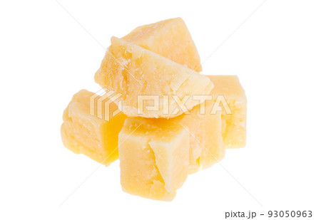 aged cheese pieces isolated 93050963