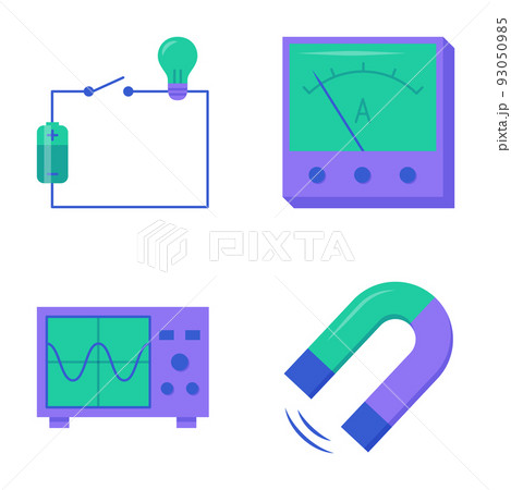 Physics icon set in flat style Physics icon set in flat style 93050985