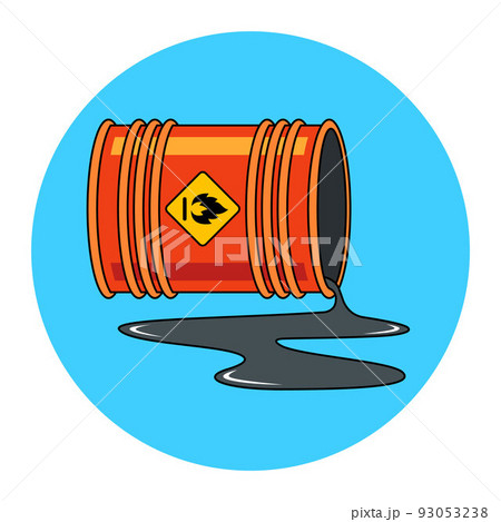 a barrel of fuel fell and spilled oil. ecological catastrophy. 93053238