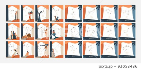 Hand drawn vector abstract stock graphic simple illustration collection cards set art with modern magic collage artistic contemporary print template of boho zodiac stars constellations signs postcard. Hand drawn vector abstract stock graphic simple illustration collection cards set art with modern magic collage artistic contemporary print template of boho zodiac stars constellations signs postcard. 93053436