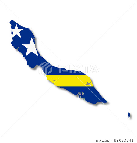 Curacao flag map on white background 3d illustration with clipping path 93053941