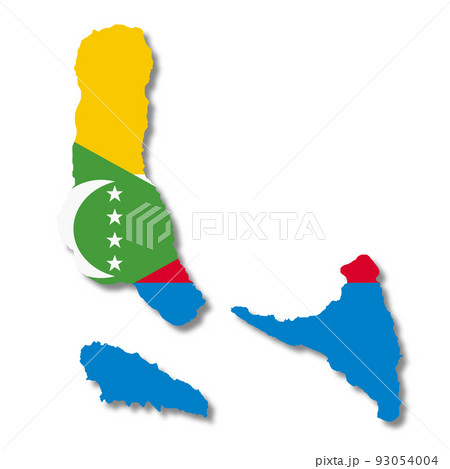 Comoros flag map on white background 3d illustration with clipping path Comoros flag map on white background 3d illustration with clipping path 93054004
