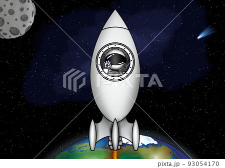 Space conqueror. Flight to new stars, rocket takeoff, cosmodrome, earth orbit, astronaut. Space conqueror. Flight to new stars, rocket takeoff, cosmodrome, earth orbit, astronaut. 93054170