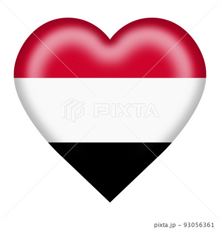 Yemen flag heart button 3d illustration isolated on white with clipping path 93056361